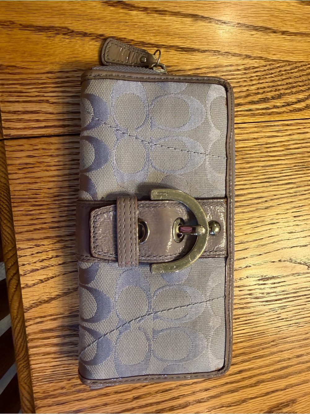 Coach Beige Taupe Signature Canvas Phone Case Wallet
